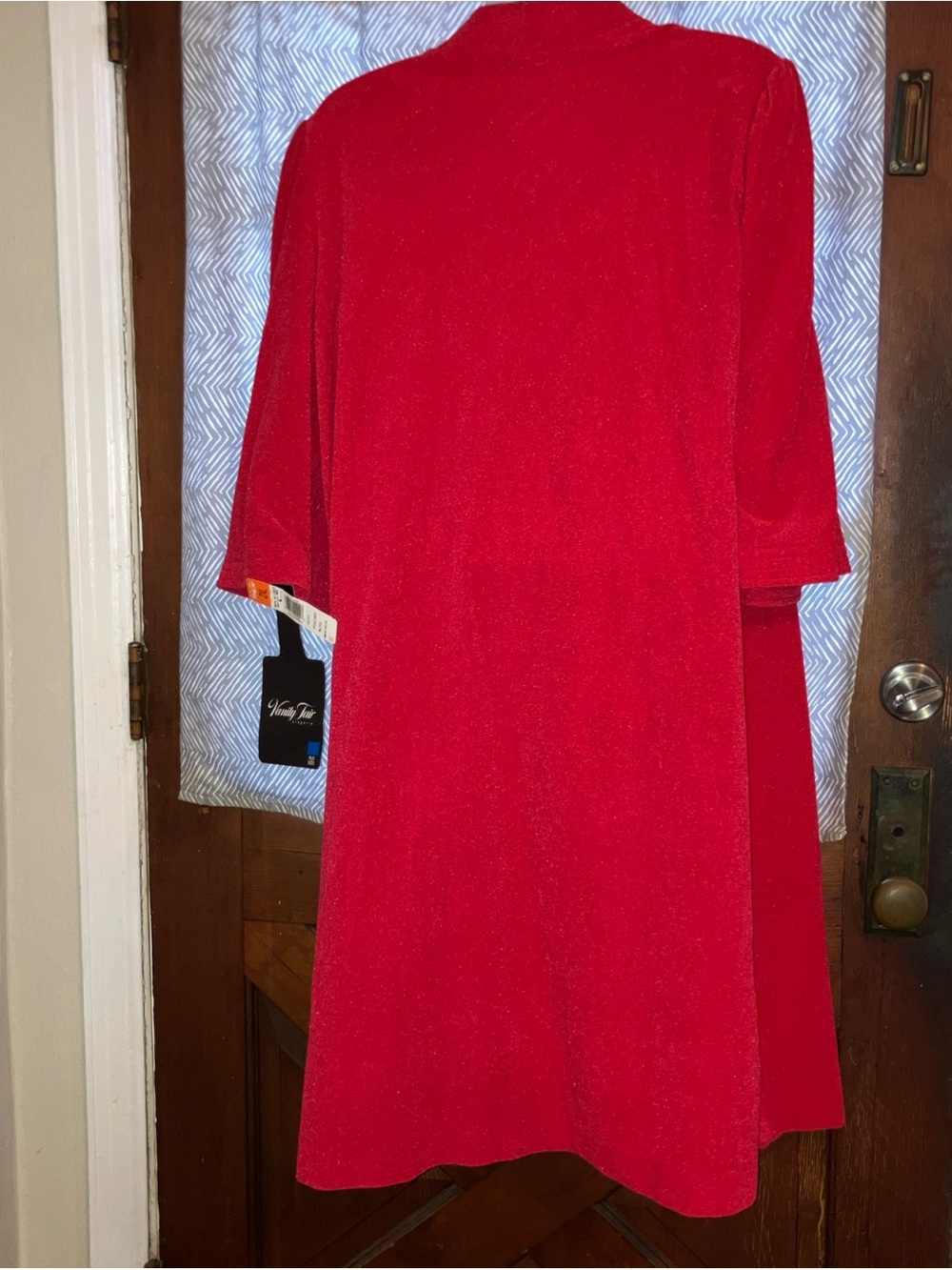 Vtg Vanity Fair Velour Robe Red House Coat Medium Snap Buttons Pockets NWT 2XL - Picture 4 of 6